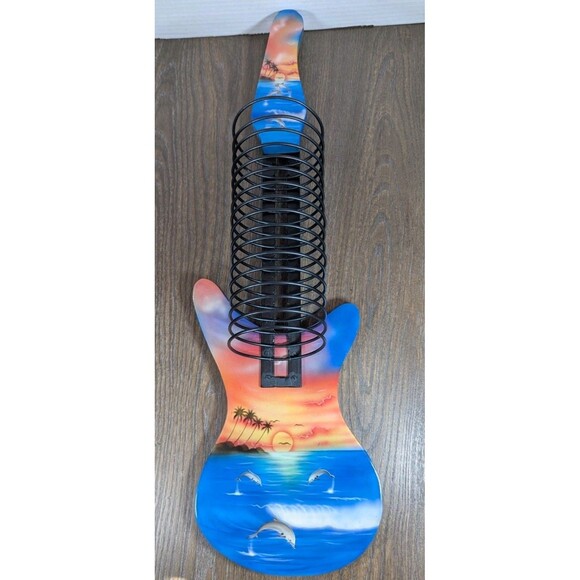 VTG Guitar CD DVD Disc Rack Holder Wall Mount Custom Painted Tropical Dolphin - Picture 2 of 9